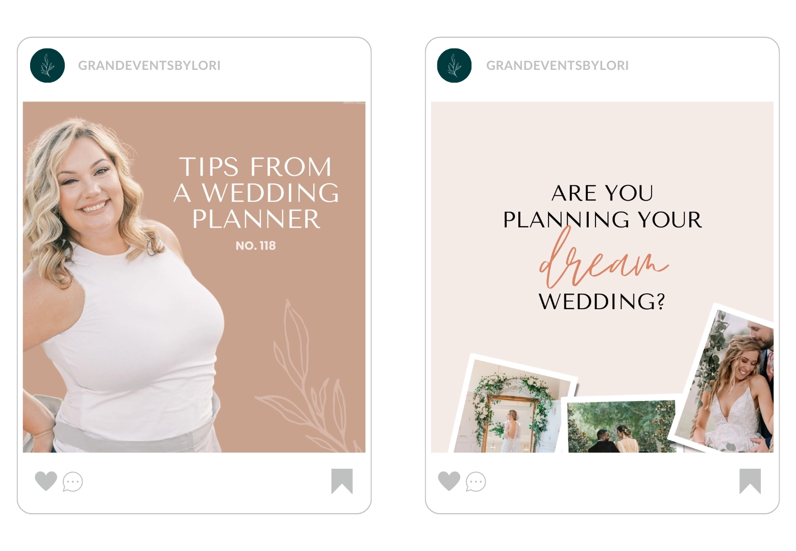 wedding planner social media templates