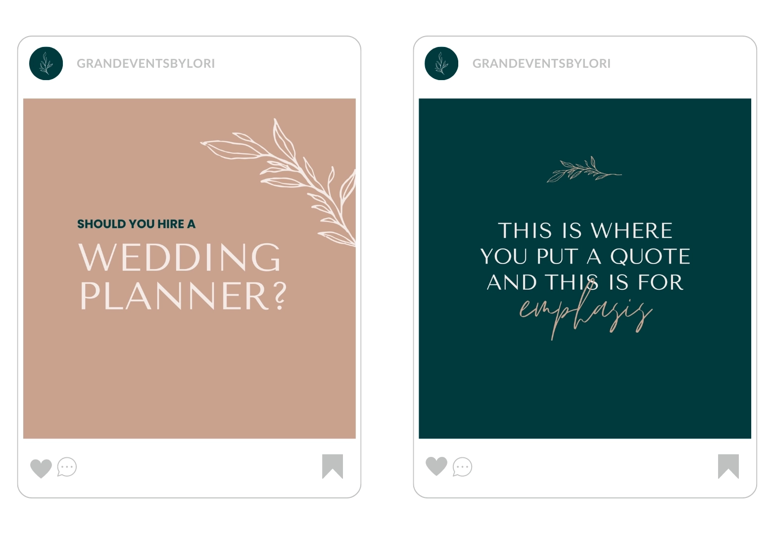 wedding planner social media templates